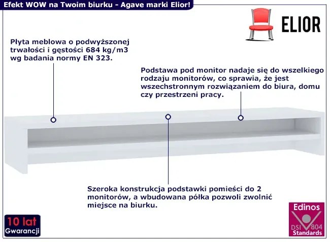 Biała nadstawka na biurko z dodatkową półką - Agave