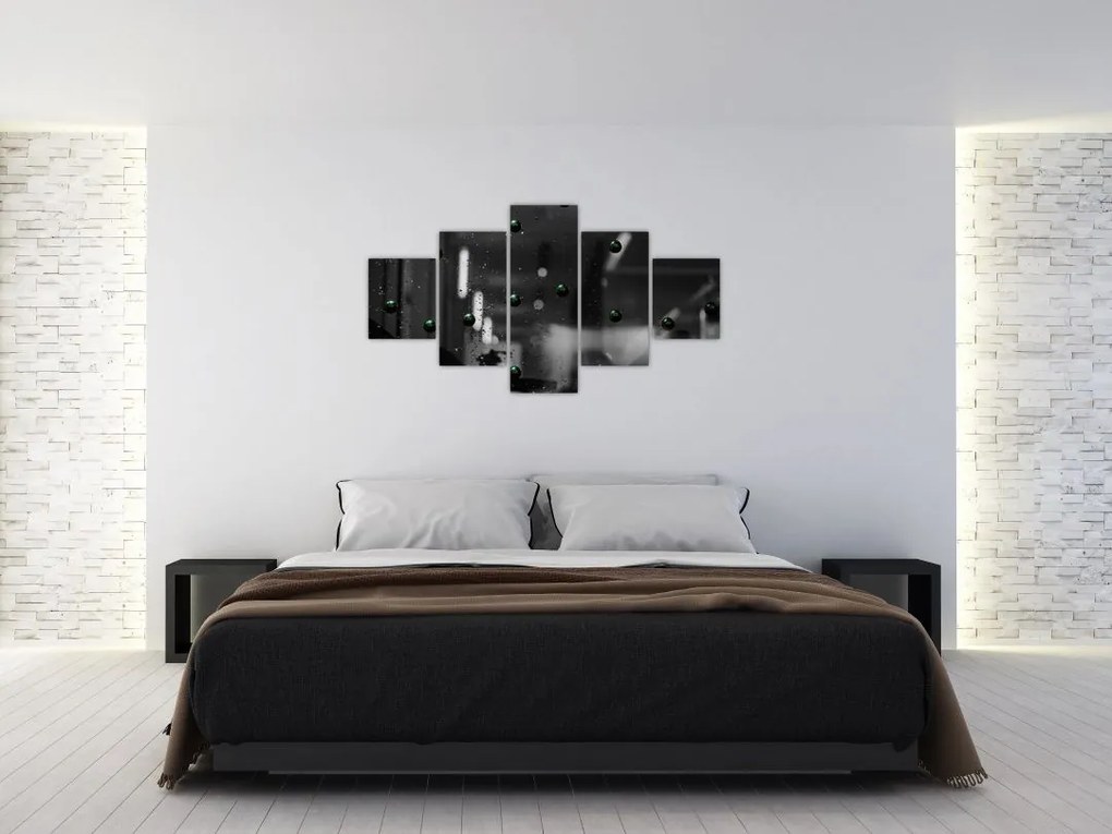 Abstrakcyjny obraz - zielone kulki (125x70 cm)