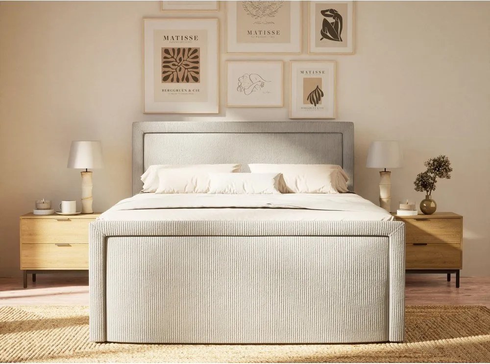 Szare łóżko kontynentalne ze schowkiem 180x200 cm Fresco – Maison de Rêve