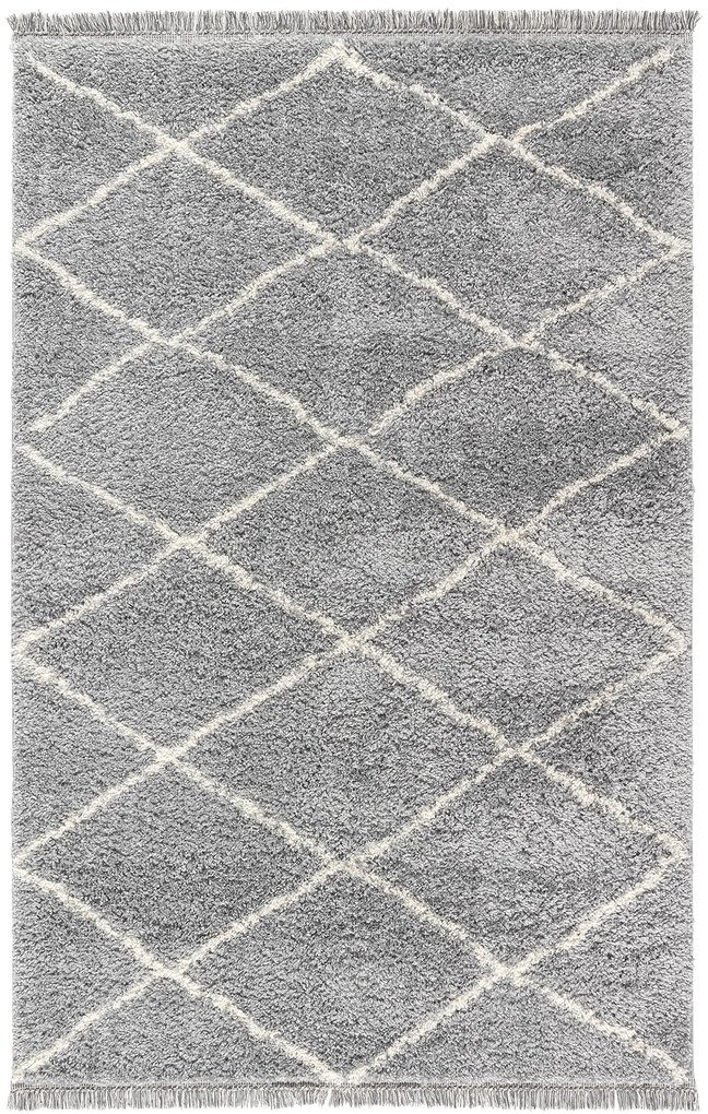 Dywan shaggy Blake romby jasny szary 195 cm x 290 cm