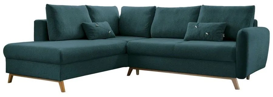 Turkusowy rozkładany narożnik Miuform Scandic Lagom L, lewostronny