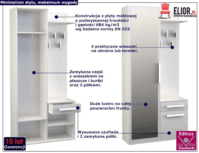 Biała Garderoba Z Lustrem F0-F50