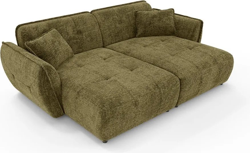 Zielona sofa z tkaniny szenilowej z szezlongiem 252 cm Nelia Big – Ropez