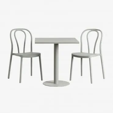 Zestaw Kwadratowy Stól 70x70 Cm I 2 Krzesla Ogrodowe Mizzi Awokado - Sklum