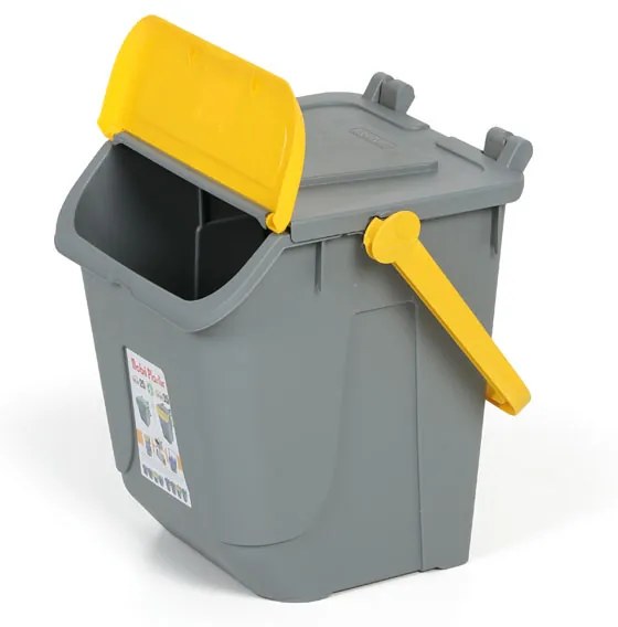Plastikowy kosz do segregacji odpadów ECOLOGY, 25 l, szaro-żółty