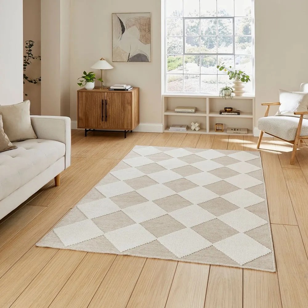 Biało-beżowy dywan odpowiedni do prania 200x290 cm Lyna Beige&amp;White – Think Rugs