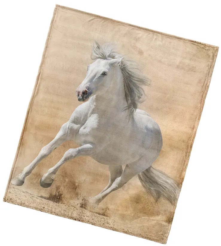 BedTex Koc mikroplyš Koń Bělouš, 130 x 160 cm