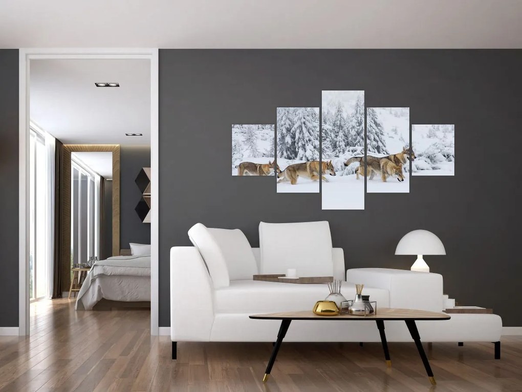 Obraz - Wilki w górach (125x70 cm)