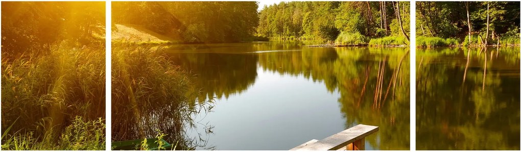 Obraz - Jezioro w pobliżu lasu (170x50 cm)