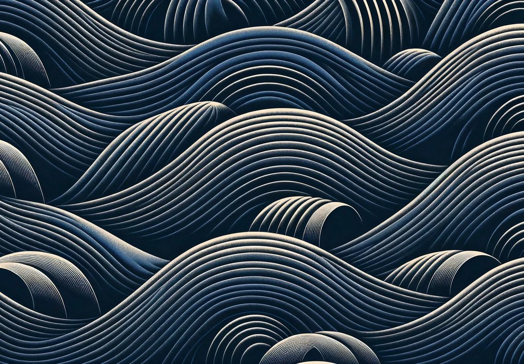 Fototapeta - Ciemne geometryczne fale (196x136 cm)