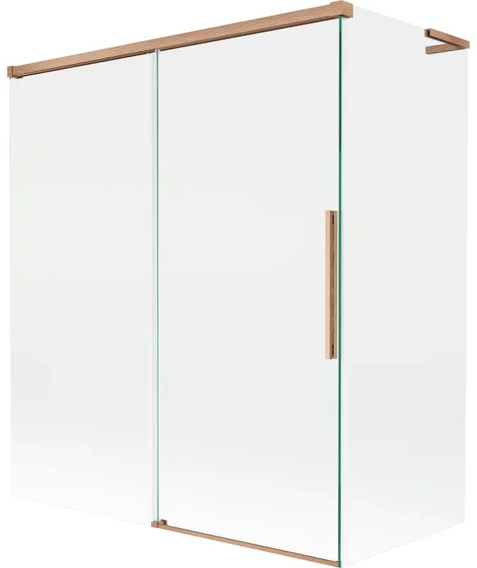 Mexen Rox L parawan nawannowy 2-skrzydłowy rozsuwany 140 + 70 x 150 cm, transparent, miedź szczotkowana - 8C9L-140-070-65-00