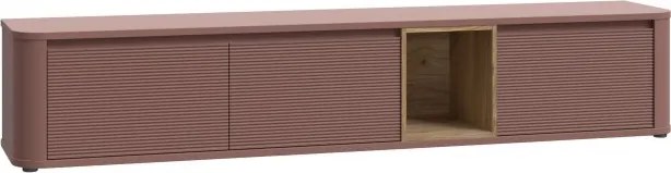 Szafka RTV Breathtaker 220 cm, kolor terakota/dąb Mauvella