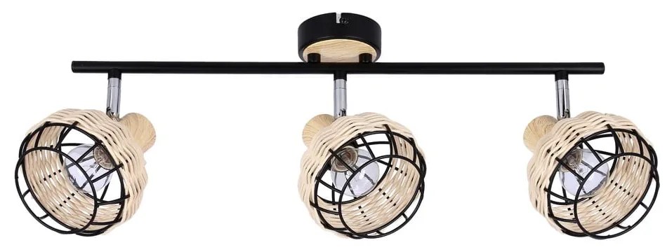Czarno-kremowa lampa sufitowa z metalowo-rattanowym kloszem ø 12 cm Tajga – Candellux Lighting
