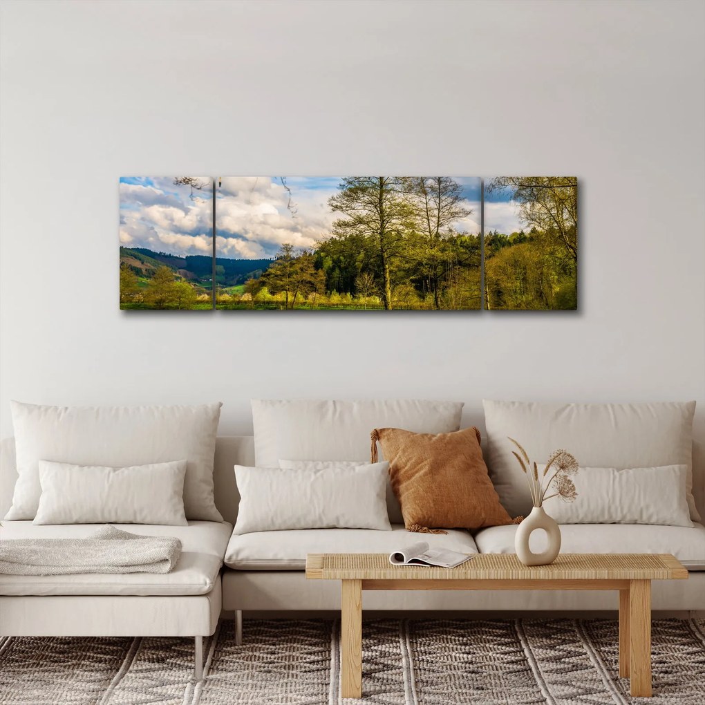 Obraz łodzi nad jeziorem (170x50 cm)