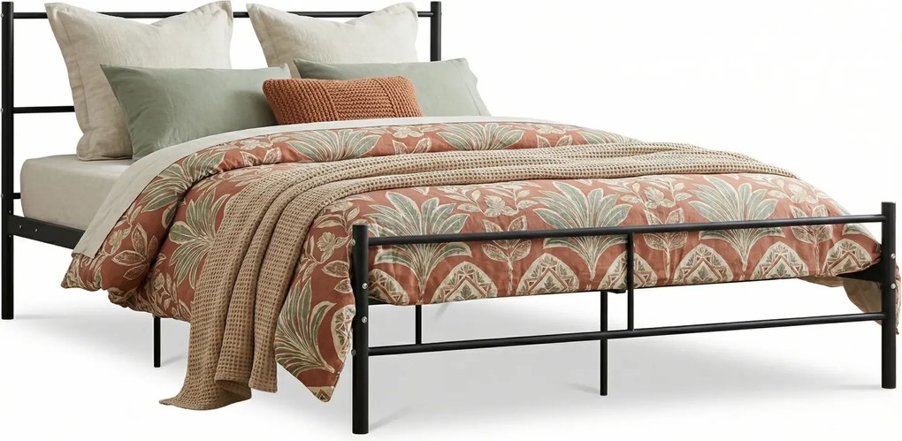 Czarne metalowe łózko w stylu industrialnym 140x200 cm K2-F72