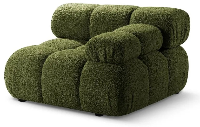 Zielony moduł sofy z materiału bouclé (prawostronny) Bellis – Micadoni Home