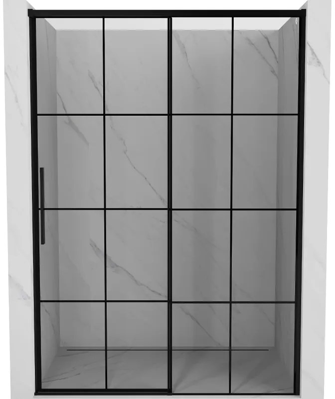 Mexen Rox drzwi prysznicowe rozsuwane prawe 140 cm, czarna kratka, czarne - 8C2-140-000-70-77-P