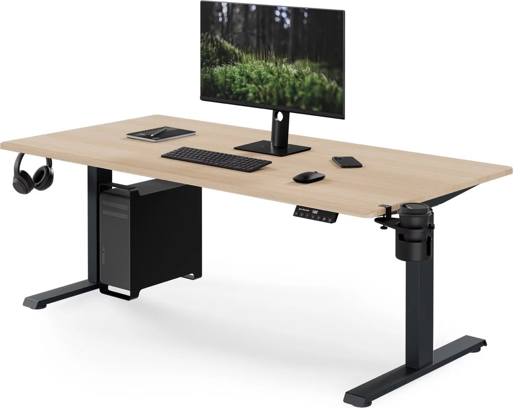 Duże biurko sit-stand do pracy Aria 160×80 cm, dąb sonoma/antracyt