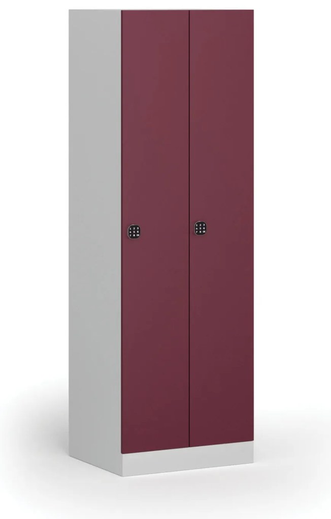 Metalowa szafka ubraniowa S1, 2-drzwiowa, 1850 x 600 x 500 mm, zamek kodowy, drzwi czerwone