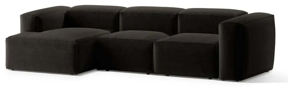 Czarny narożnik (lewostronny/z szezlongiem) Bergamo – Cosmopolitan Design