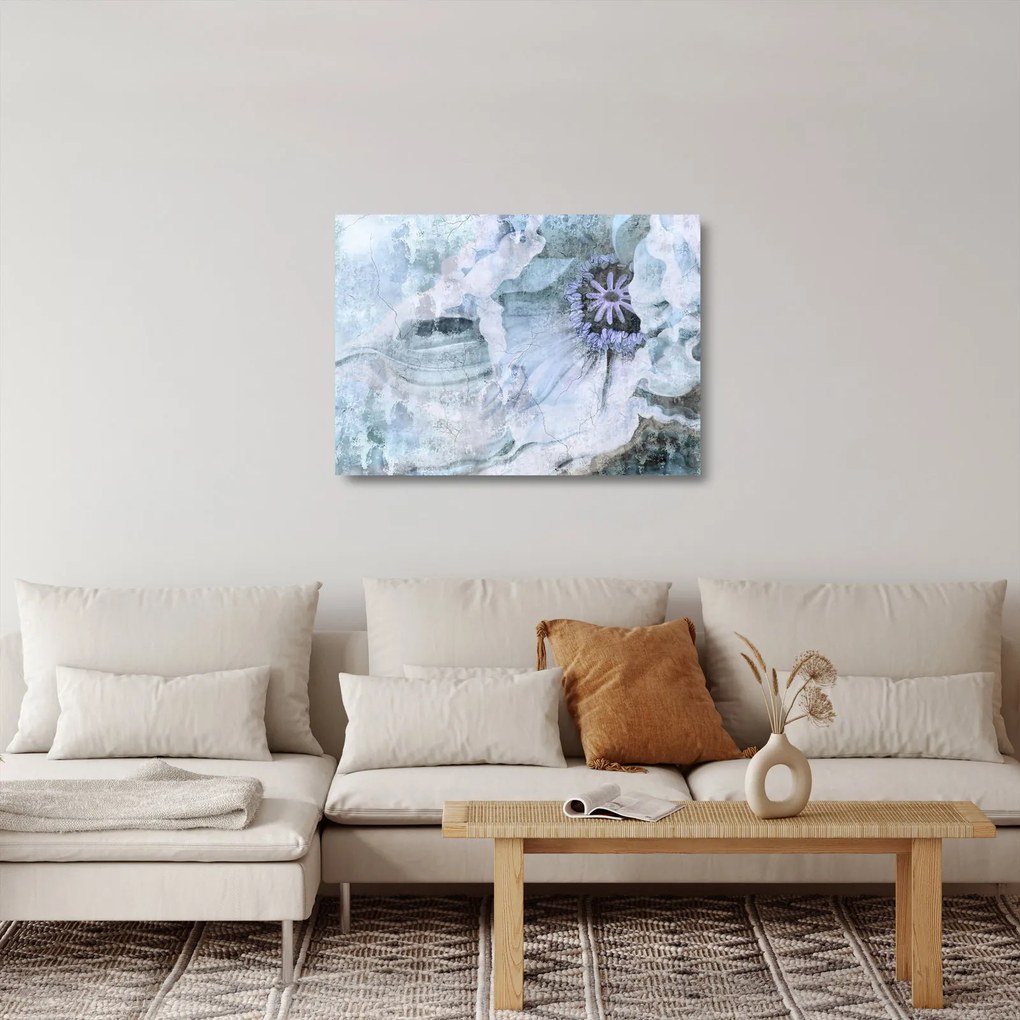Obraz na szkle - Kwiatowy fresk na ceglanej ścianie (70x50 cm)