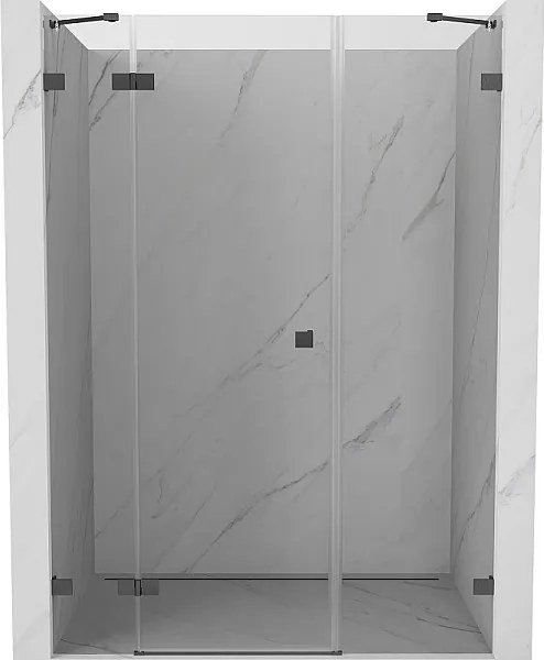 Mexen Lunar drzwi prysznicowe uchylne lewe 150 cm, transparent, gun gray szczotkowany - 834S-150-050-66-00-L