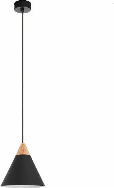 Lampa sufitowa ODA w stylu nowoczesnym - wys. 150 cm x g?. 20 cm - E27 60W - stal i drewno jesionowe - czarny - IP 20