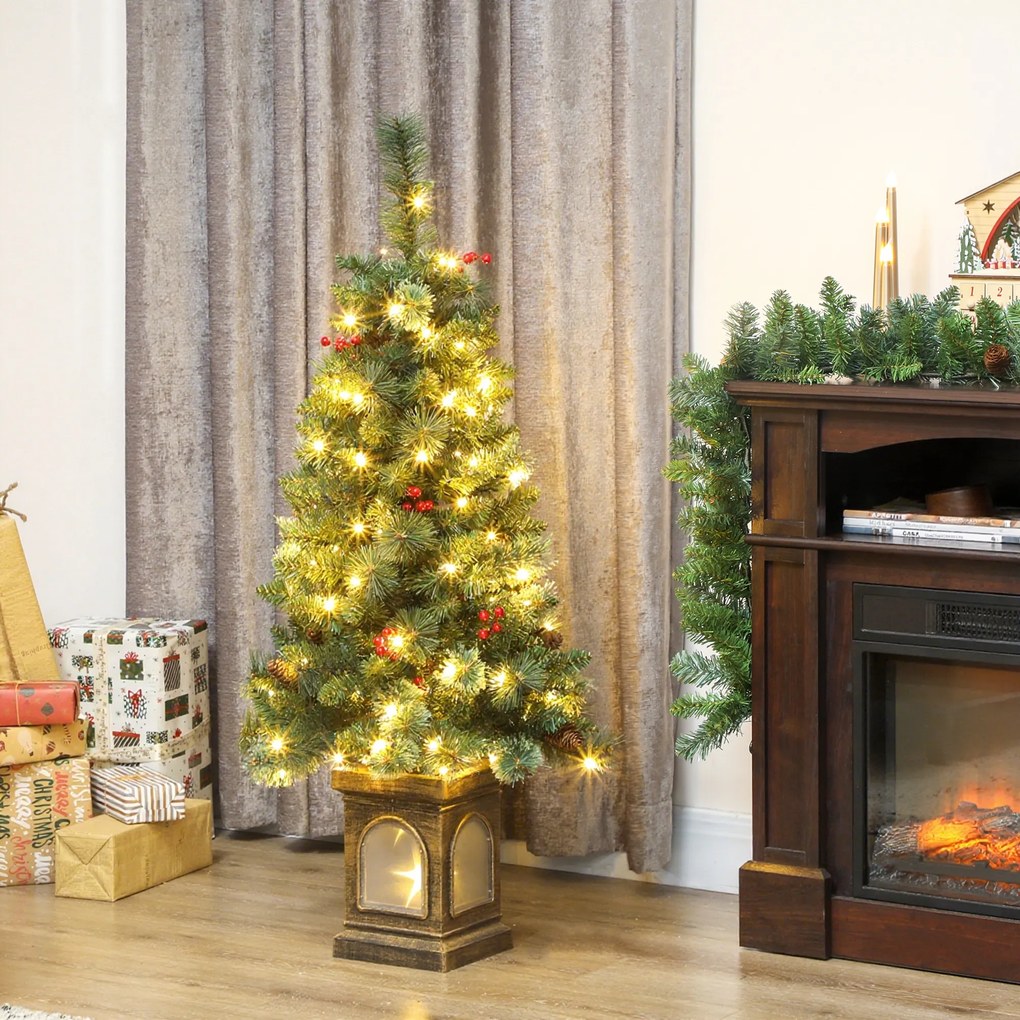 HOMCOM Sztuczna choinka 120 cm z 100 LED, 8 trybów, 214 gałązek | Aosom PL