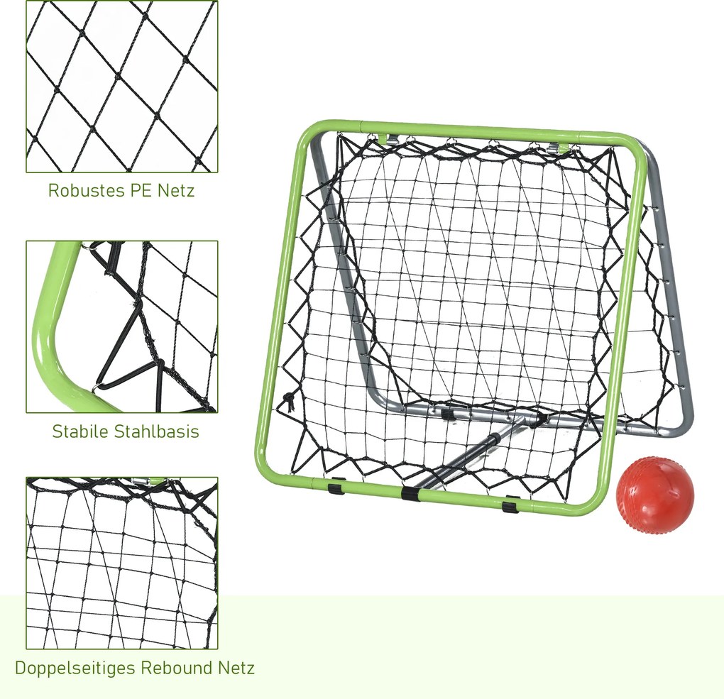 Rebounder Bejsbol Bramka Odbijająca Składana Metalowa Rama Siatkowa Zielona | Aosom PL