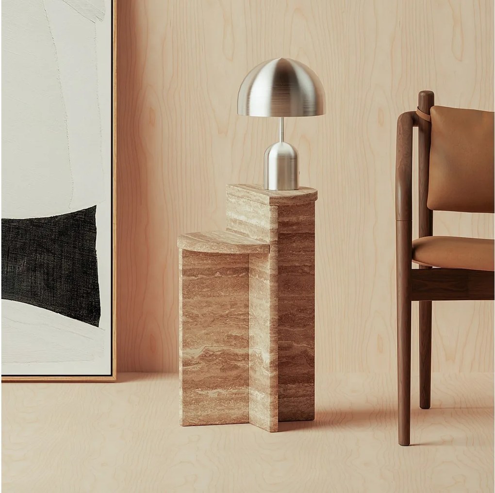 Stolik pomocniczy z trawertynu – orzech – Swan Tall