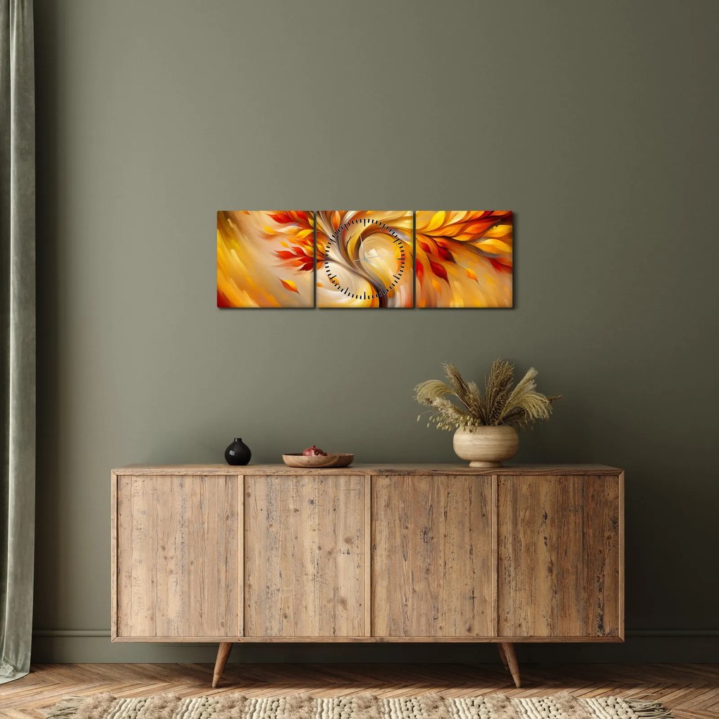 Obraz - Jesienne drzewo (z zegarem) (90x30 cm)