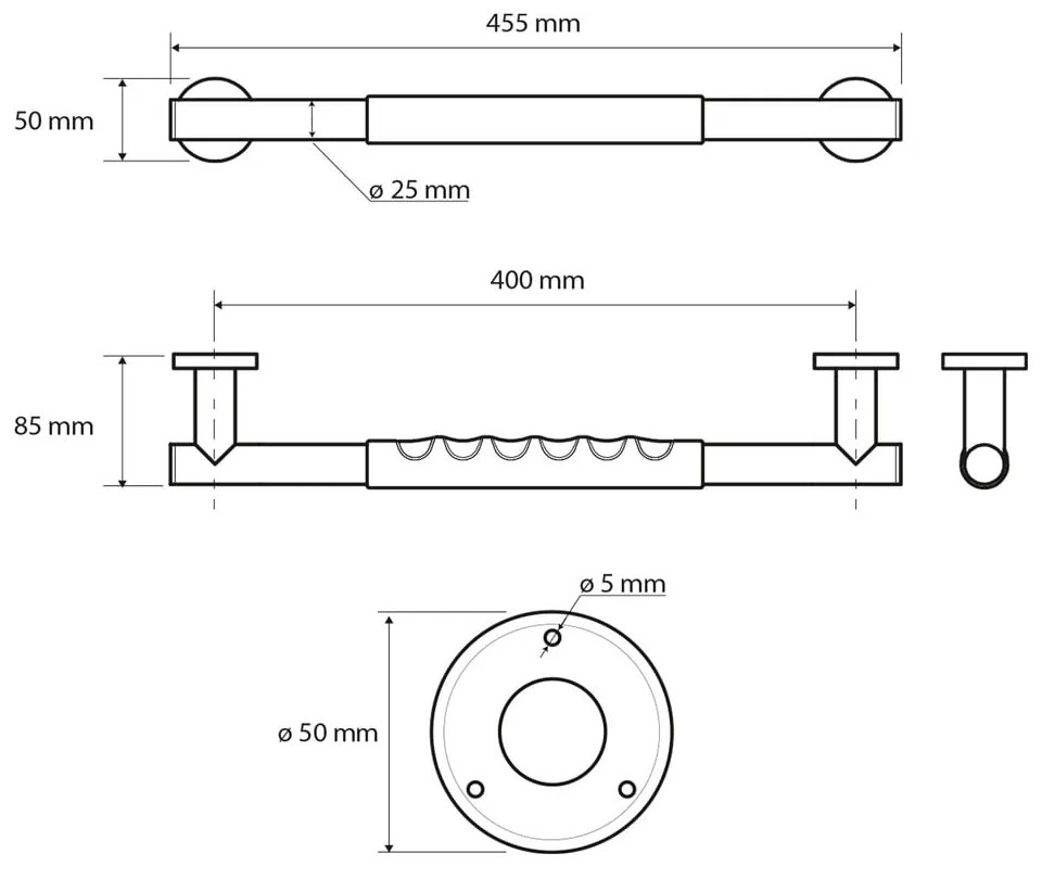 Uchwyt ścienny ze stali nierdzewnej do łazienki 45,5 cm – Sapho