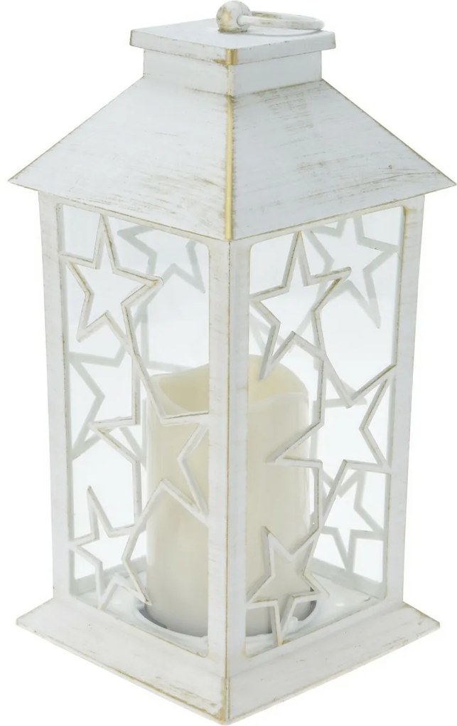 Latarnia ze świeczką LED Trifle Star biały, 14 x 28 cm