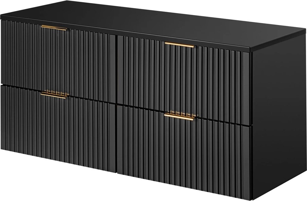 Szafka podwójna podumywalkowa czarna mat 120 x 46 cm ASTROS Black z blatem