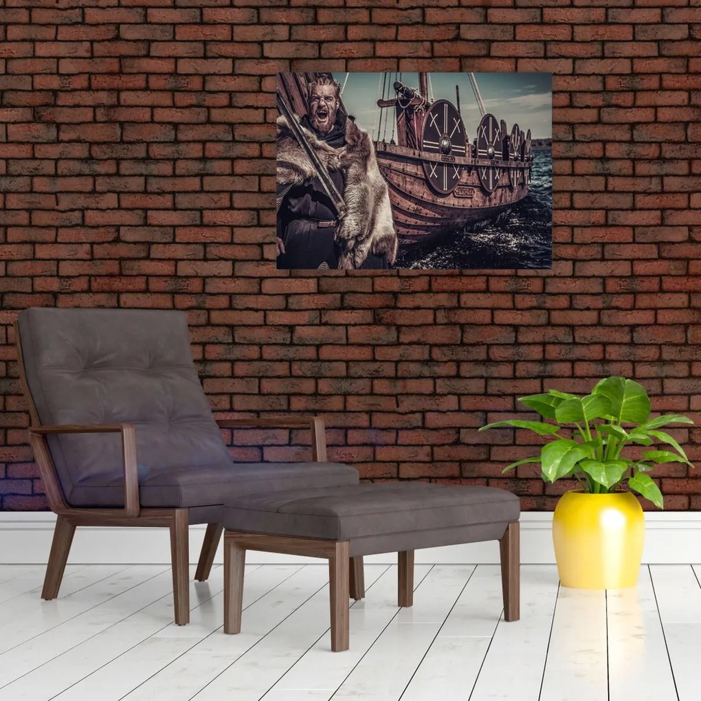 Obraz na szkle - Wojownik wikingów (70x50 cm)