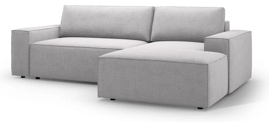 Jasnoszary rozkładany narożnik z materiału bouclé (prawostronny) Jodie – Micadoni Home
