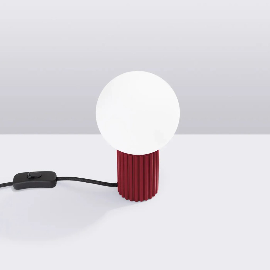 Lampa biurkowa HALO burgund ryflowana SOLLUX  LIGHTING
