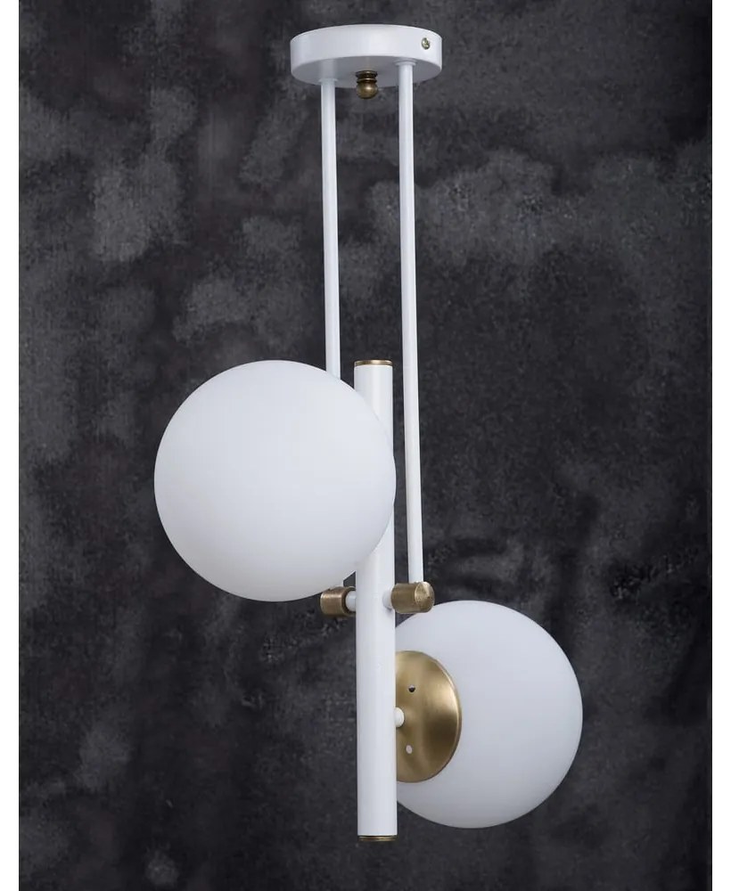 Lampa wisząca w biało-złotym kolorze ze szklanym kloszem ø 15 cm Libra – Squid Lighting