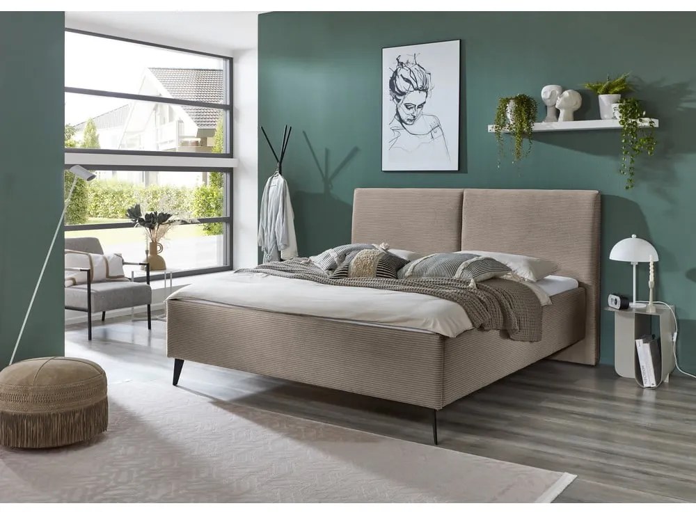 Szarobrązowe tapicerowane łóżko dwuosobowe bez stelaża 180x200 cm Lando – Meise Möbel