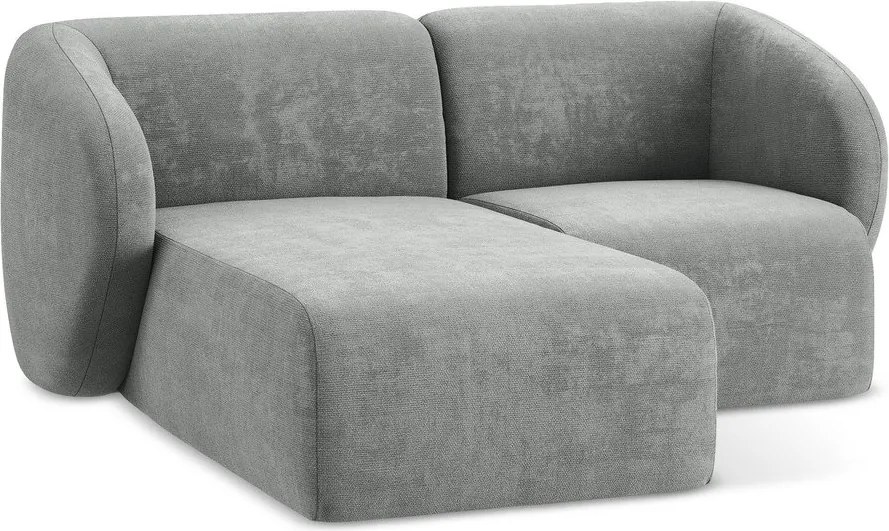 Szary narożnik z tkaniny szenilowej (lewostronny/z szezlongiem) Lani – Makamii