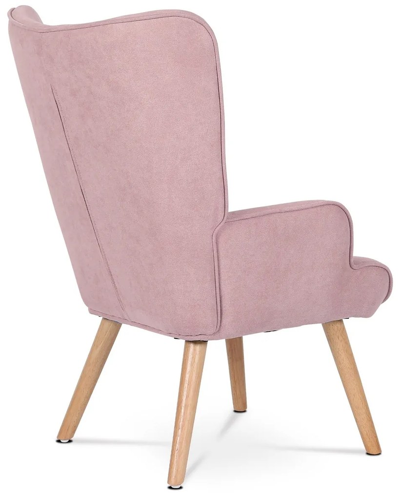 Fotel z podnóżkiem PINK2, różowy
