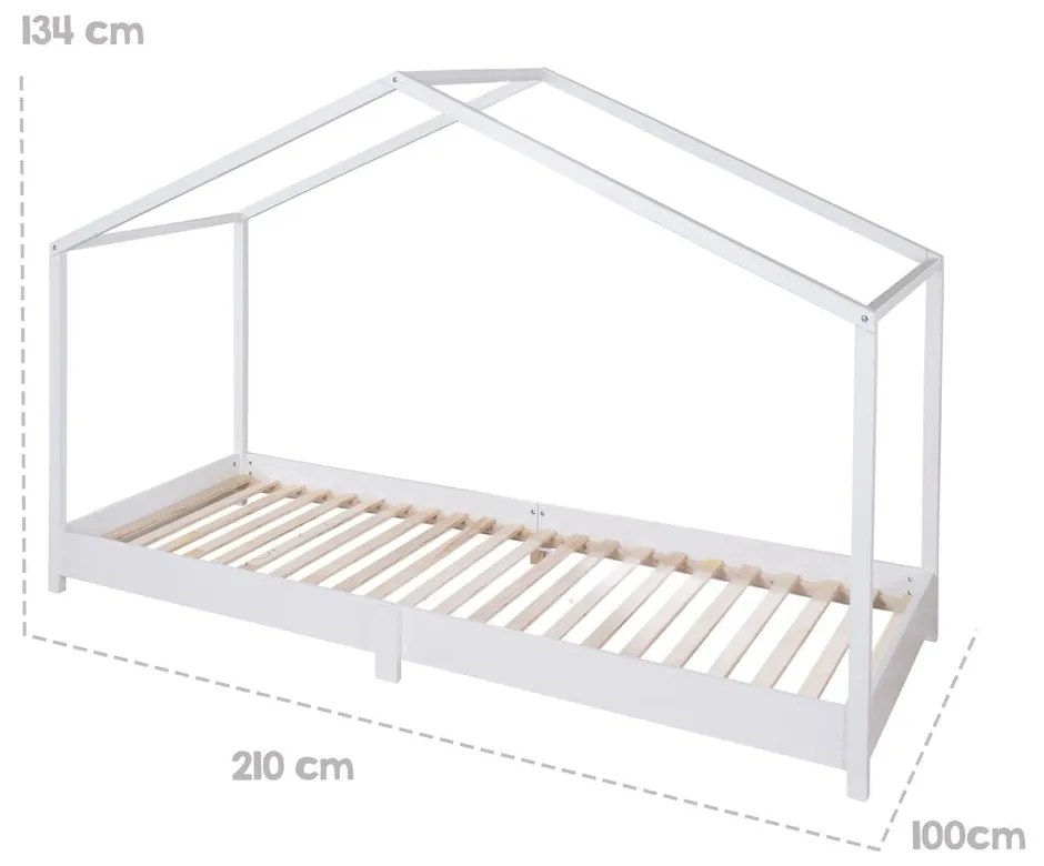 Białe łóżko dziecięce w kształcie domku 90x200 cm Montessori – Roba