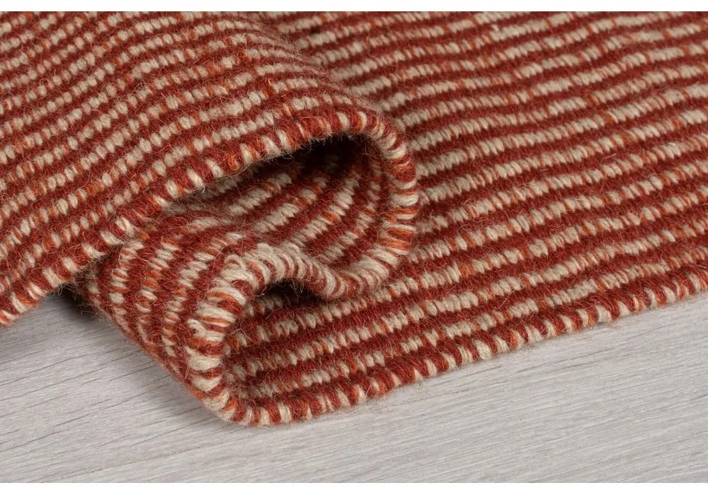 Pomarańczowy wełniany chodnik Flair Rugs Anu, 60x200 cm
