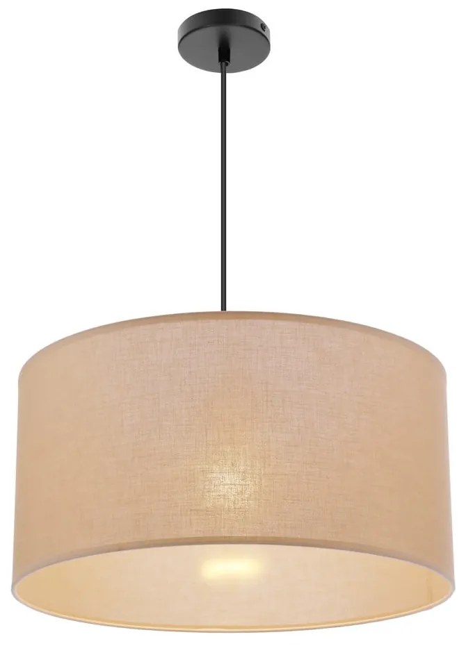 Beżowa lampa wisząca z tekstylnym kloszem ø 40 cm Shanti – Candellux Lighting