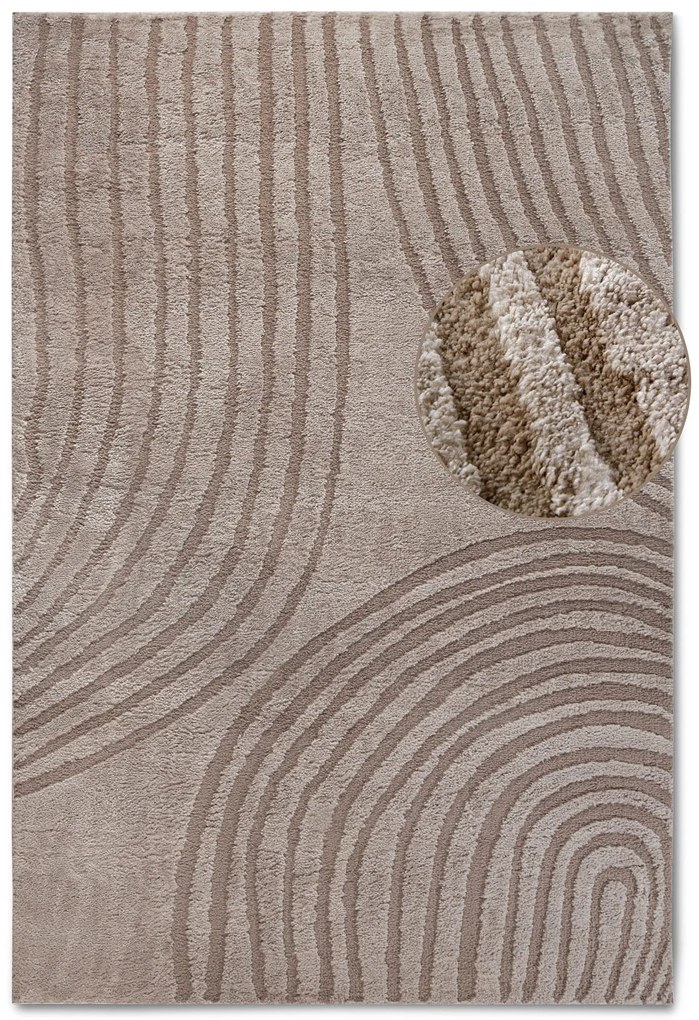 Dywan nowoczesny Gallery 3D Geometria beżowy 160 cm x 235 cm
