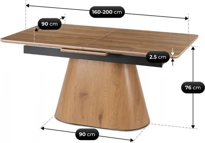 Zestaw Stół Rozkładany Ceramiczny LIZBONA 160-200 cm Dąb i 4 Krzesła WILLA Kremowe