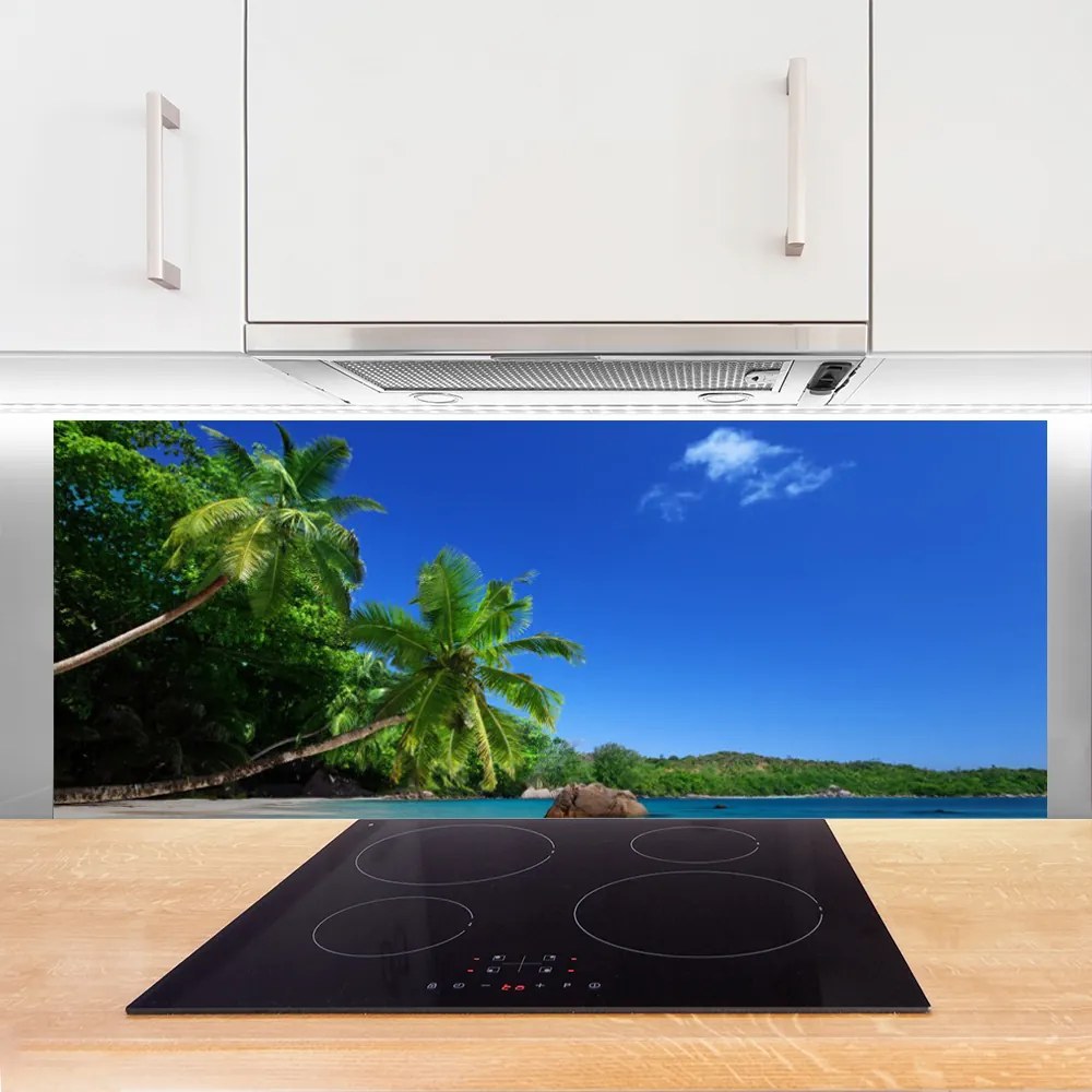 Panel Szklany do Kuchni Rajskie Wybrzeże Pod Palmami