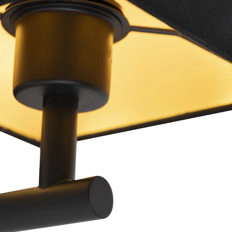 Lampa ścienna czarna z USB i kwadratowym czarnym kloszem - Combi 1 Nowoczesny Oswietlenie wewnetrzne