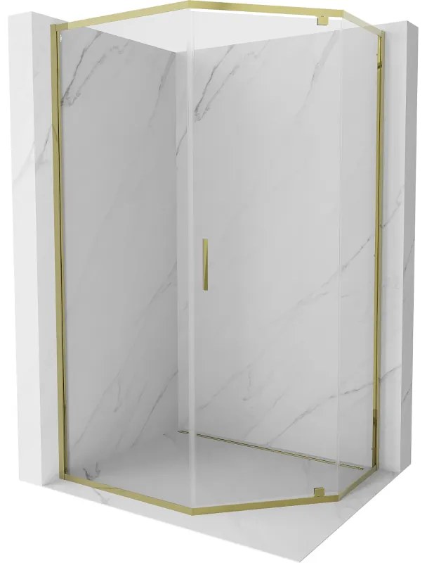 Mexen Exo kabina prysznicowa pięciokątna uchylna 100 x 80 cm, transparent, złota - 812-100-080-50-00