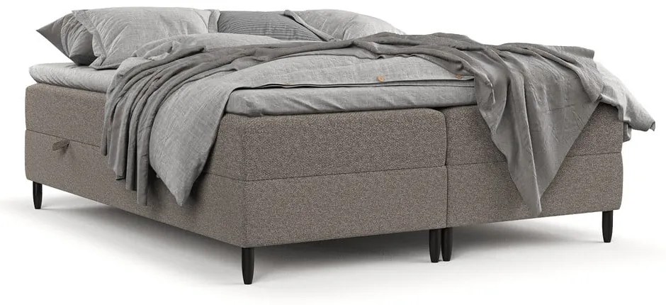 Brązowe łóżko boxspring ze schowkiem 200x200 cm Malte – Maison de Rêve
